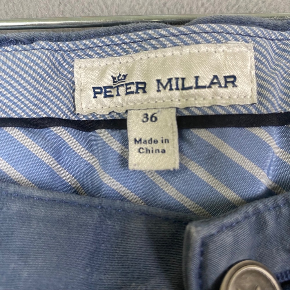 Peter Millar Mens 36 Blue Gray Twill Five Pocket Straight Leg Pants Casual Chino - Picture 2 of 9